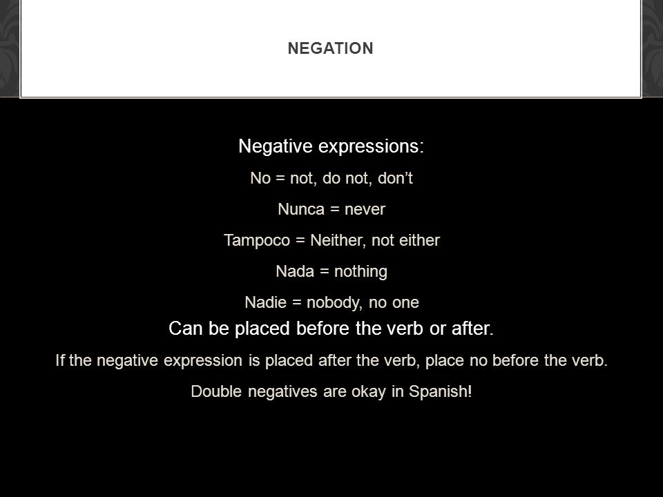 Negative expressions: