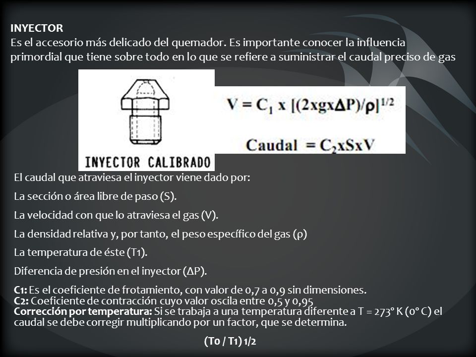 INYECTOR Es el accesorio más delicado del quemador