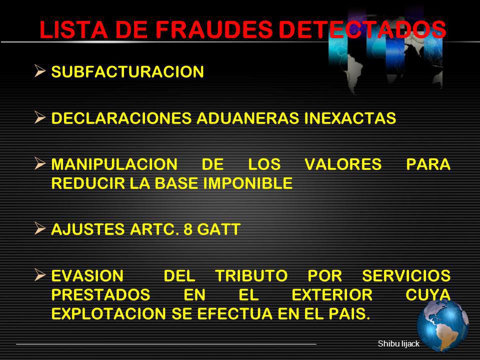LISTA DE FRAUDES DETECTADOS