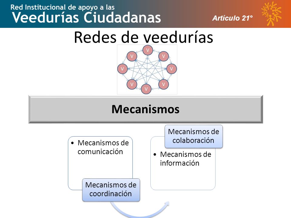 Redes de veedurías Mecanismos Artículo 21° Mecanismos de coordinación