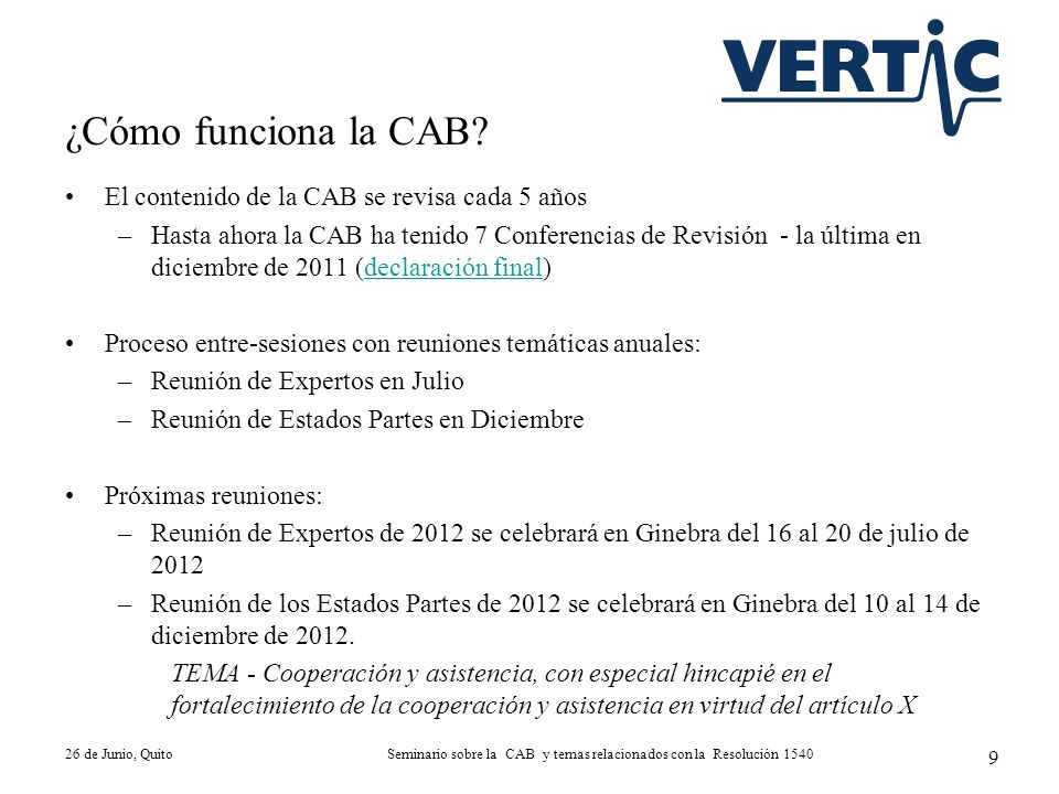 Seminario sobre la CAB y temas relacionados con la Resolución 1540