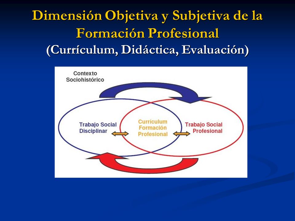 Dimensión Objetiva y Subjetiva de la Formación Profesional (Currículum, Didáctica, Evaluación)