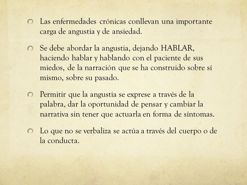 Las enfermedades crónicas conllevan una importante carga de angustia y de ansiedad.