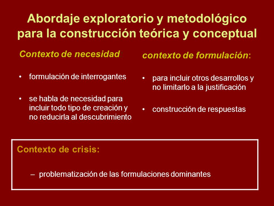 Abordaje exploratorio y metodológico para la construcción teórica y conceptual