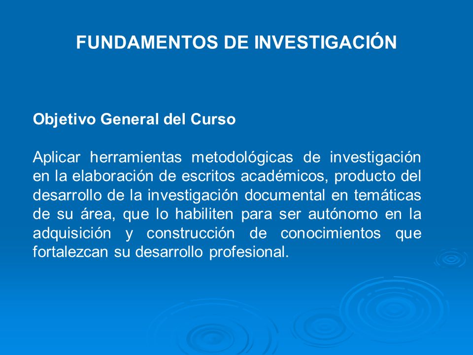 FUNDAMENTOS DE INVESTIGACIÓN