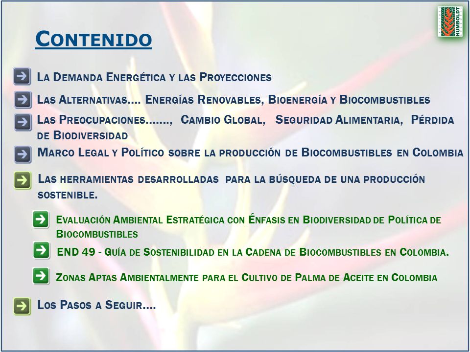 Contenido La Demanda Energética y las Proyecciones