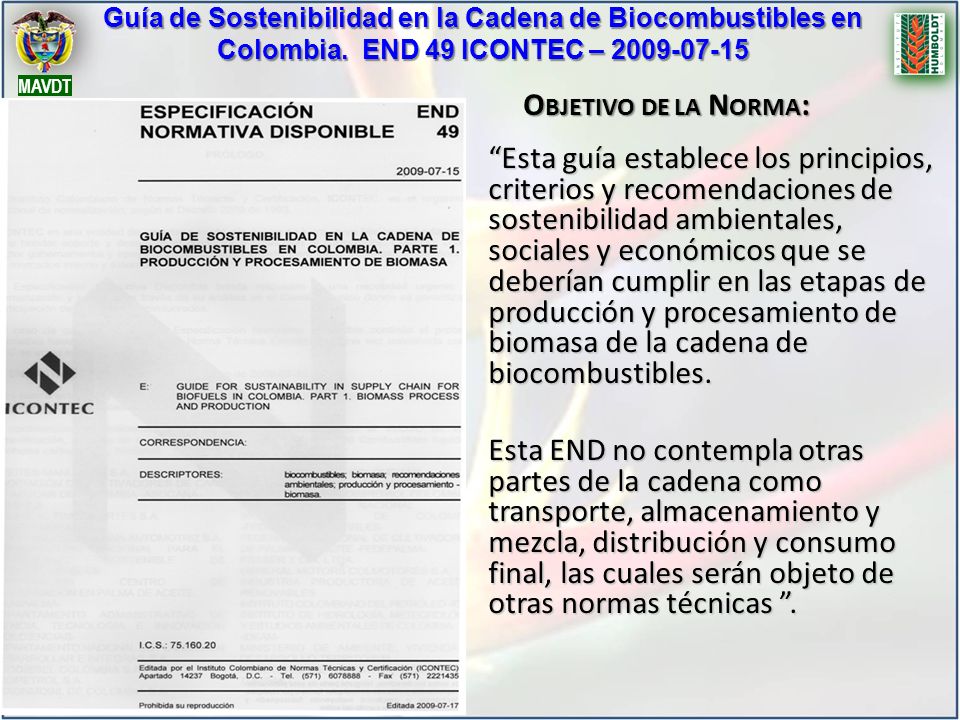 Guía de Sostenibilidad en la Cadena de Biocombustibles en Colombia