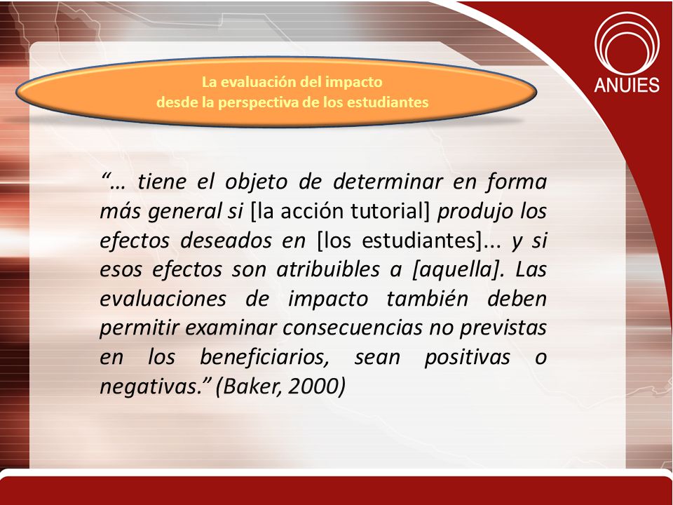 La evaluación del impacto desde la perspectiva de los estudiantes