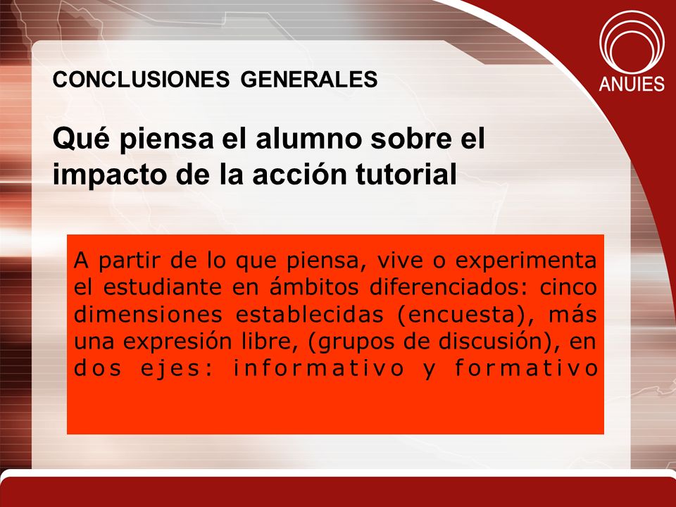 Qué piensa el alumno sobre el impacto de la acción tutorial