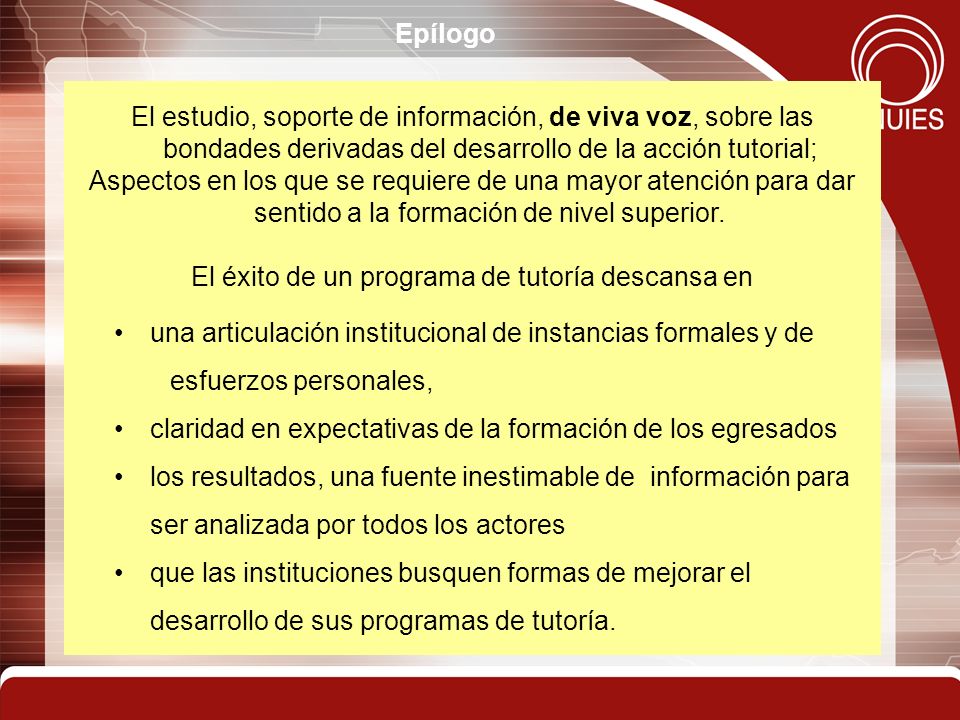 El éxito de un programa de tutoría descansa en