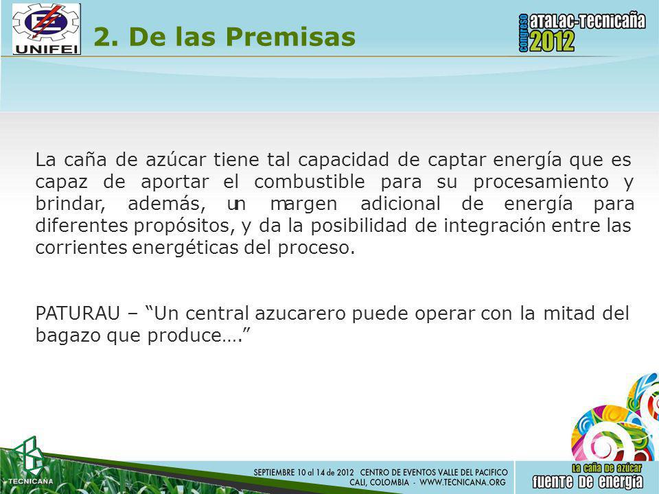 2. De las Premisas La caña de azúcar tiene tal capacidad de captar energía que es. capaz de brindar,