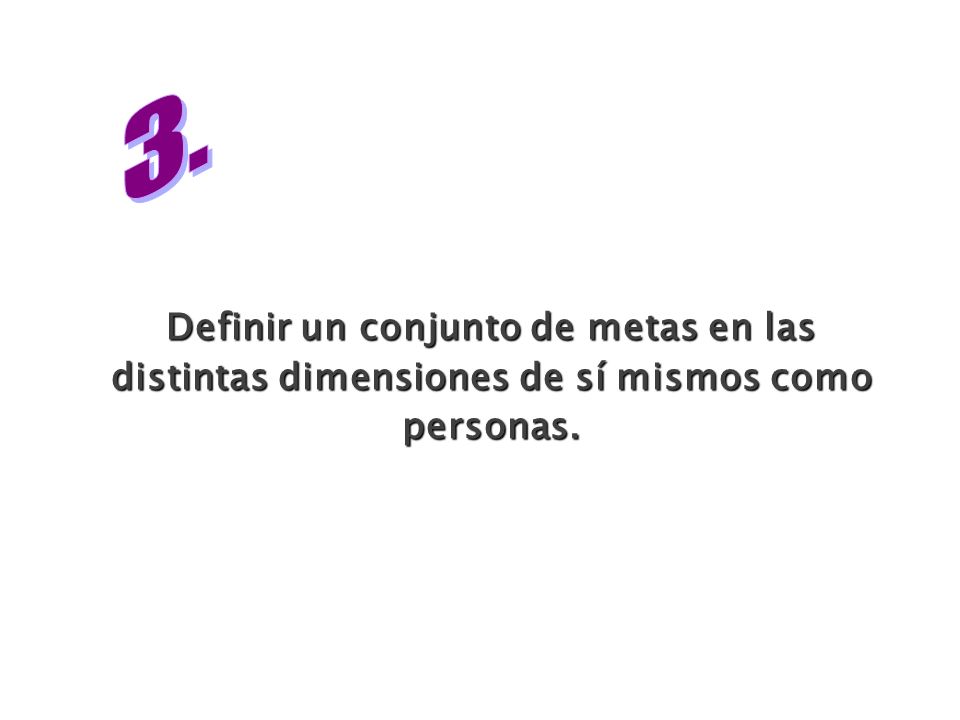 3. Definir un conjunto de metas en las distintas dimensiones de sí mismos como personas.