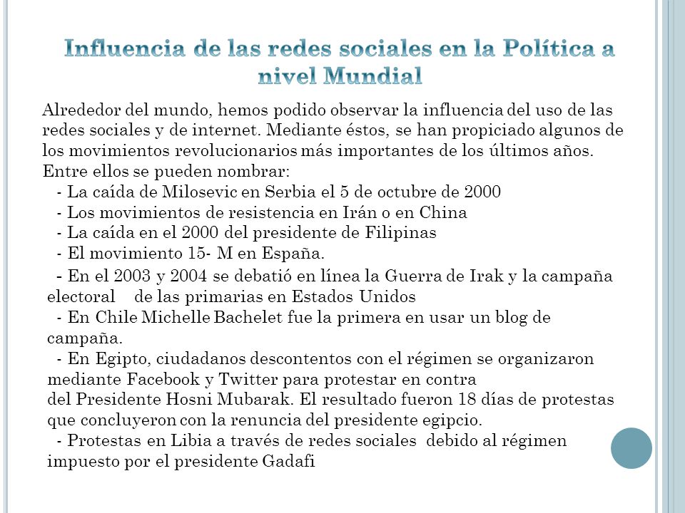 Influencia de las redes sociales en la Política a nivel Mundial