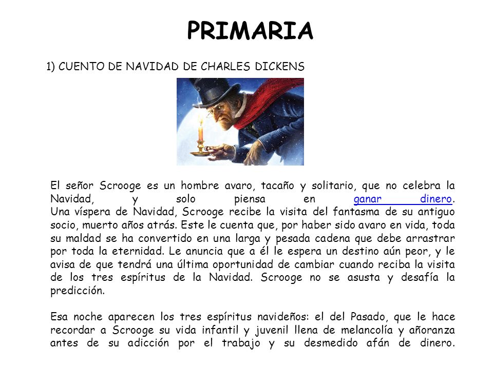 PRIMARIA español e inglés 1) CUENTO DE NAVIDAD DE CHARLES DICKENS