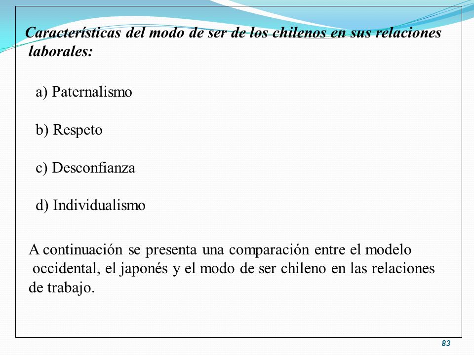 Características del modo de ser de los chilenos en sus relaciones