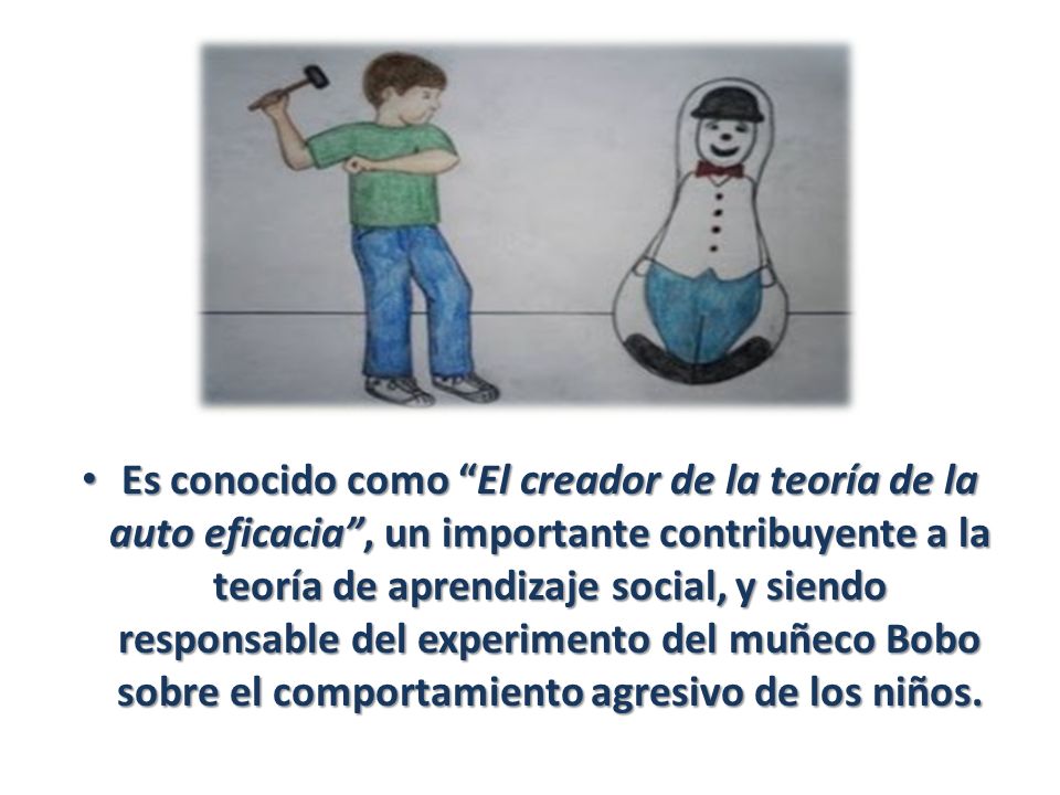 Es conocido como El creador de la teoría de la auto eficacia , un importante contribuyente a la teoría de aprendizaje social, y siendo responsable del experimento del muñeco Bobo sobre el comportamiento agresivo de los niños.