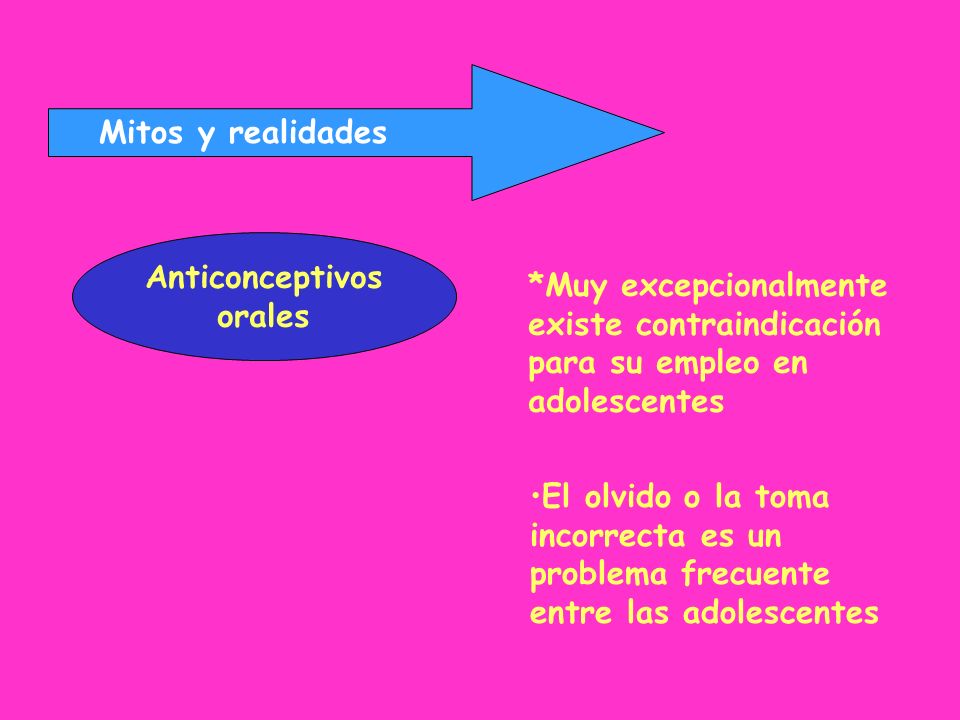 Mitos y realidades Anticonceptivos. orales. *Muy excepcionalmente. existe contraindicación. para su empleo en.