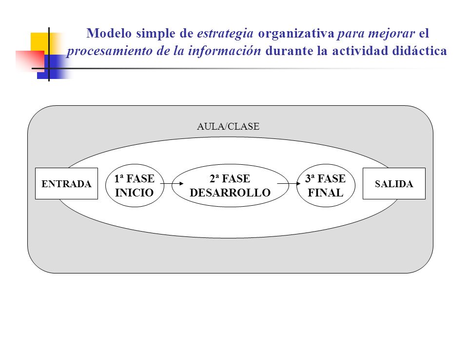 Modelo simple de estrategia organizativa para mejorar el procesamiento de la información durante la actividad didáctica