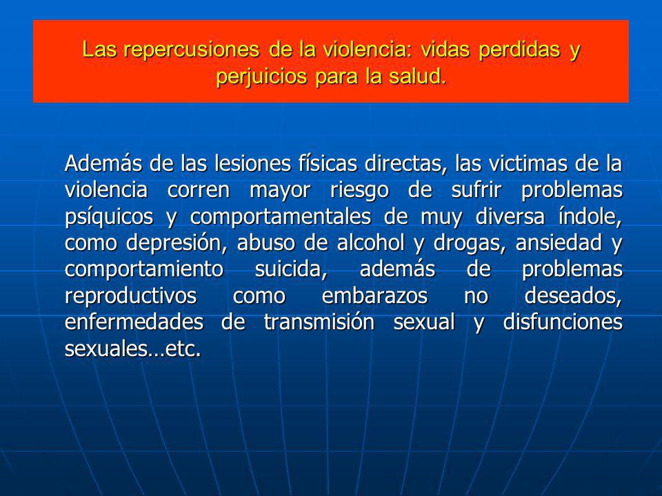 Las repercusiones de la violencia: vidas perdidas y perjuicios para la salud.