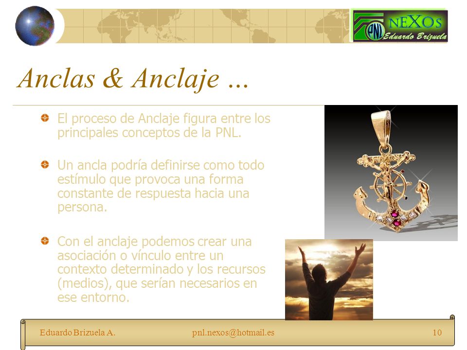 Anclas & Anclaje … El proceso de Anclaje figura entre los principales conceptos de la PNL.