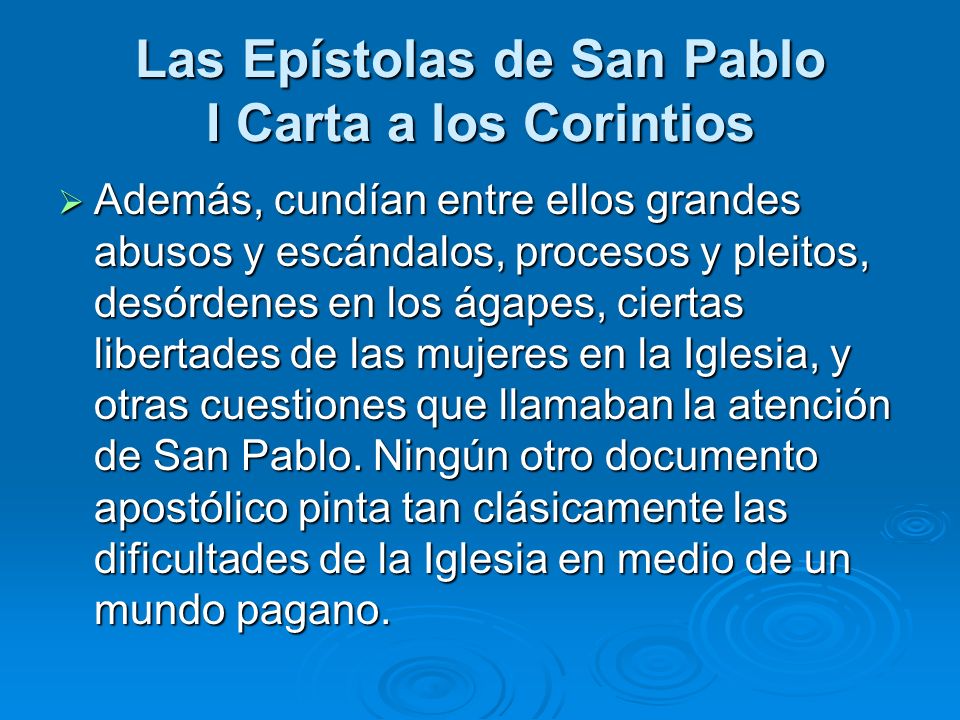 Las Epístolas de San Pablo I Carta a los Corintios