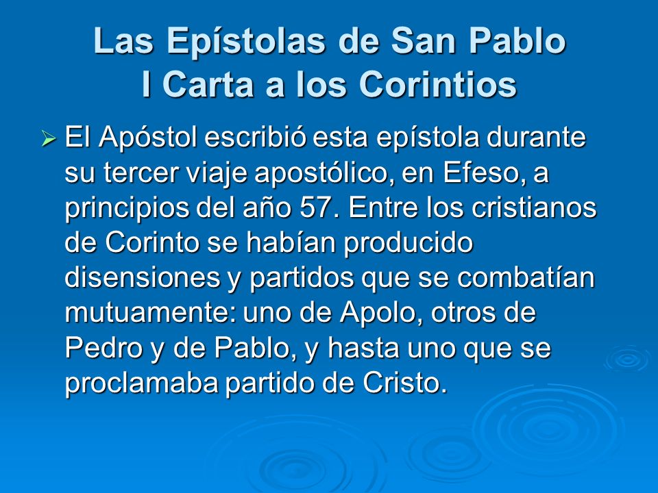 Las Epístolas de San Pablo I Carta a los Corintios