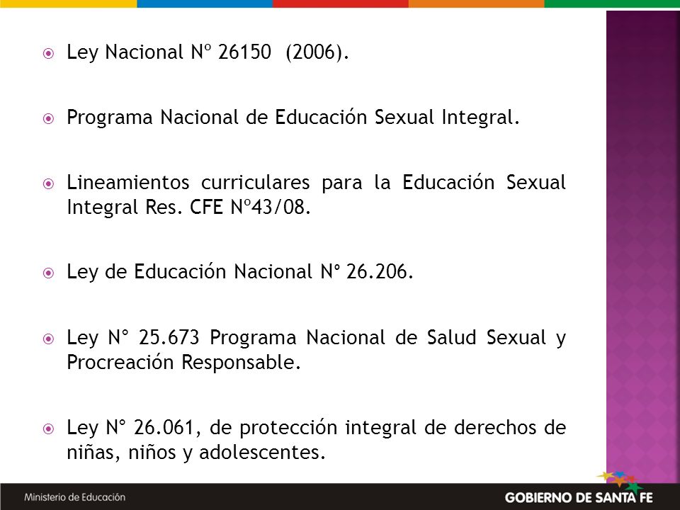 Ley Nacional Nº (2006). Programa Nacional de Educación Sexual Integral.