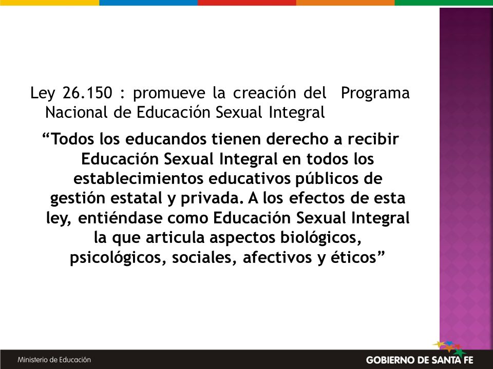 Ley : promueve la creación del Programa Nacional de Educación Sexual Integral