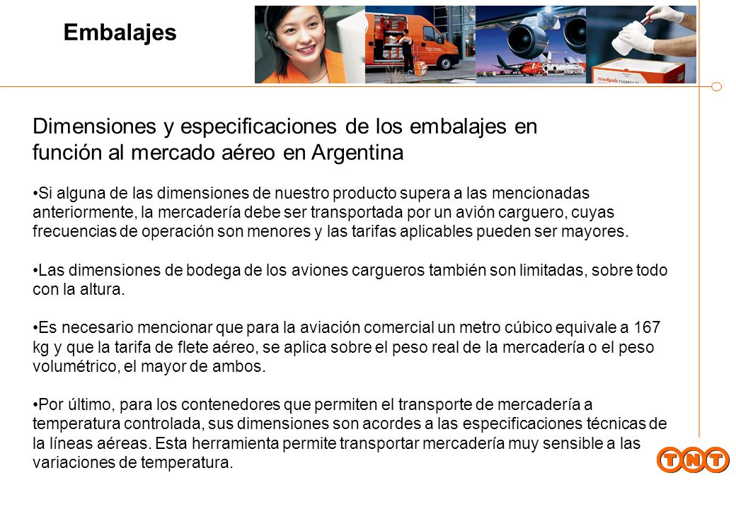 Embalajes Dimensiones y especificaciones de los embalajes en función al mercado aéreo en Argentina.