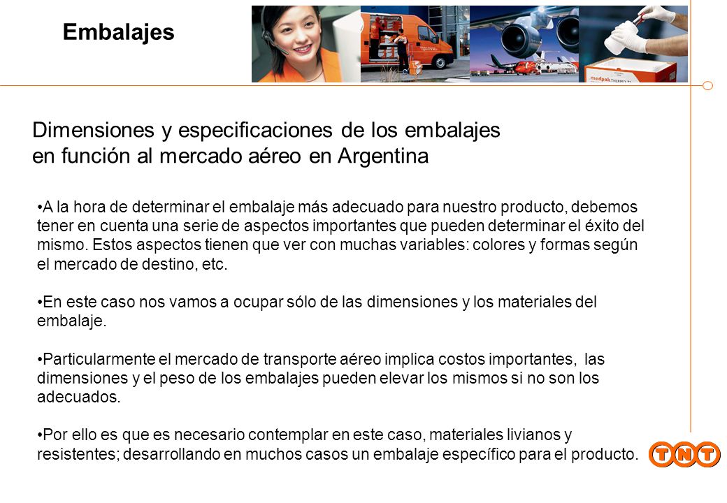 Embalajes Dimensiones y especificaciones de los embalajes en función al mercado aéreo en Argentina.