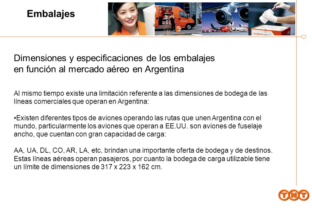 Embalajes Dimensiones y especificaciones de los embalajes en función al mercado aéreo en Argentina.