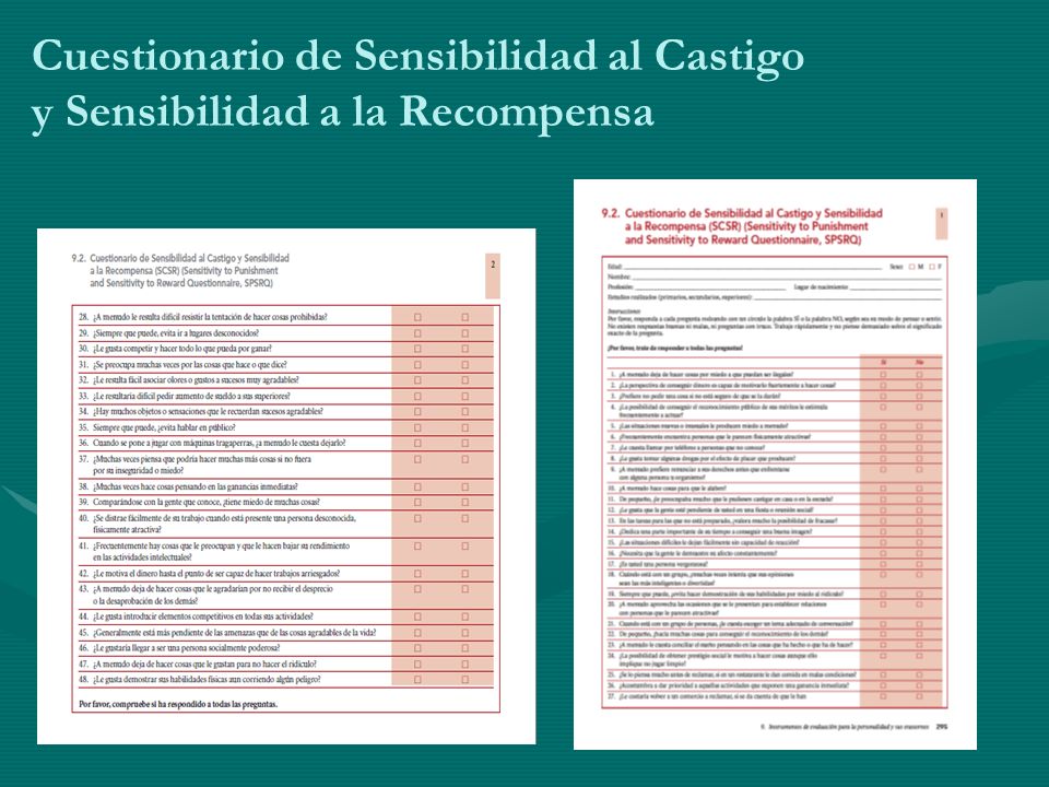 Cuestionario de Sensibilidad al Castigo y Sensibilidad a la Recompensa