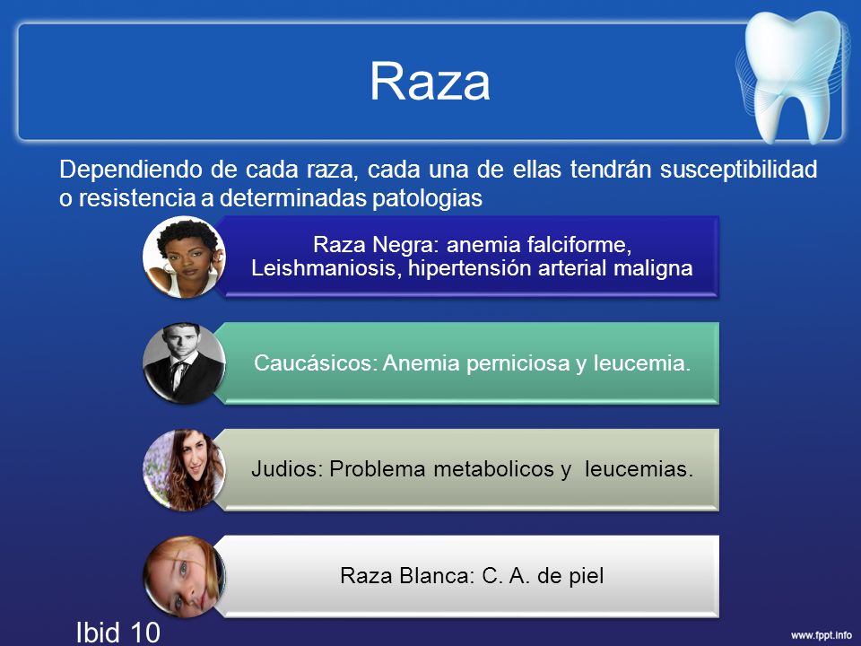 Raza Dependiendo de cada raza, cada una de ellas tendrán susceptibilidad o resistencia a determinadas patologias.