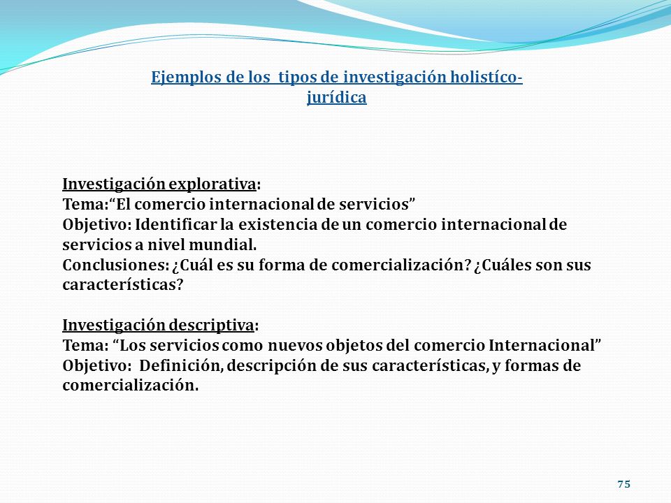 Ejemplos de los tipos de investigación holistíco-jurídica