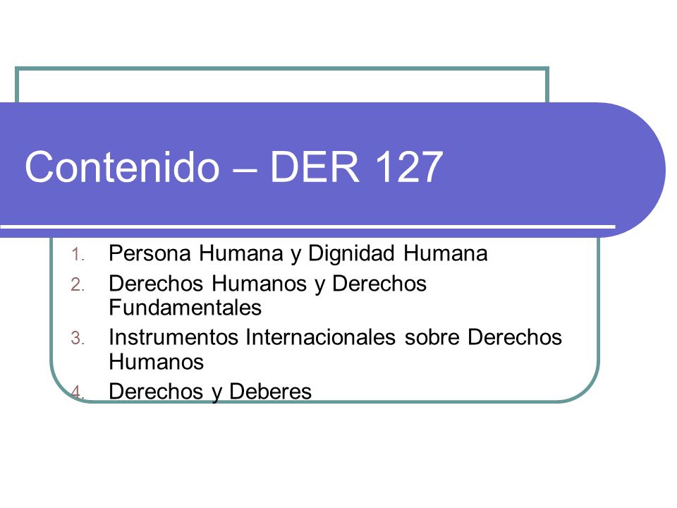 Contenido – DER 127 Persona Humana y Dignidad Humana