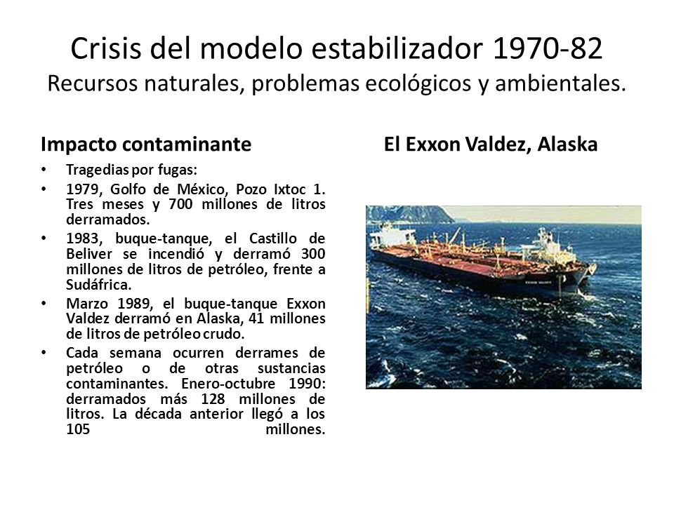 Crisis del modelo estabilizador Recursos naturales, problemas ecológicos y ambientales.