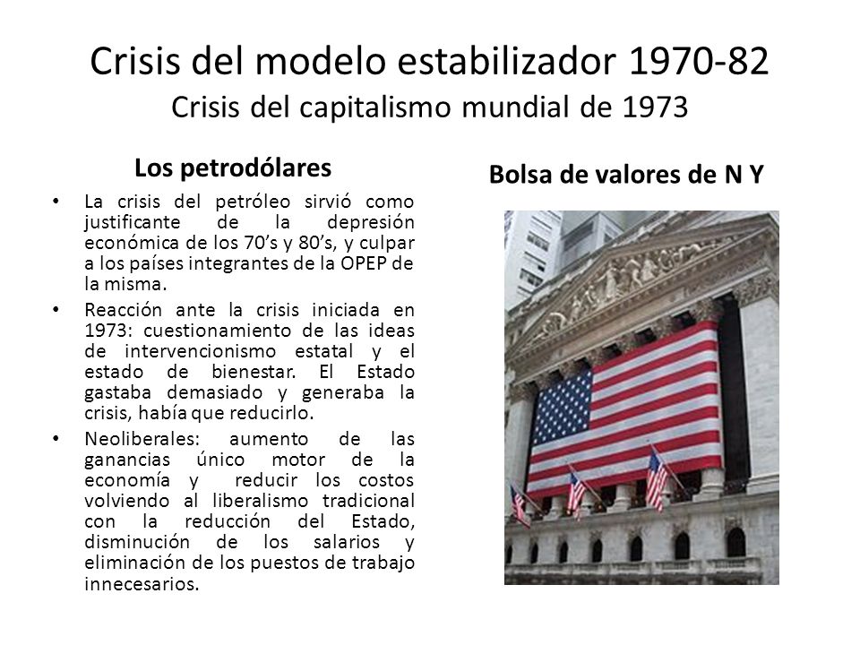 Crisis del modelo estabilizador Crisis del capitalismo mundial de 1973