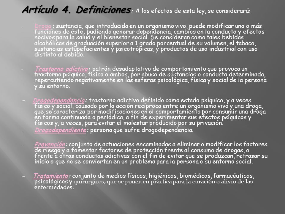 Artículo 4. Definiciones: A los efectos de esta ley, se considerará: