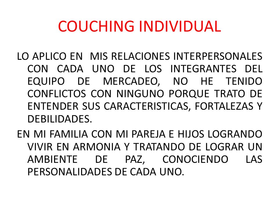 COUCHING INDIVIDUAL