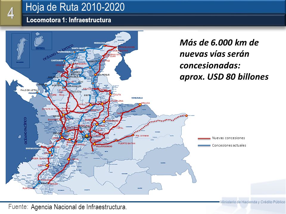 4 Hoja de Ruta Locomotora 1: Infraestructura. Más de km de nuevas vías serán concesionadas: