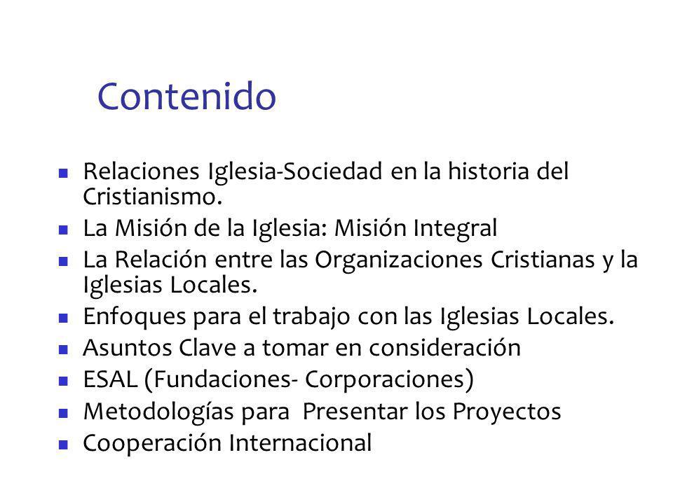 Contenido Relaciones Iglesia-Sociedad en la historia del Cristianismo.
