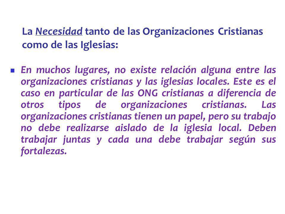 La Necesidad tanto de las Organizaciones Cristianas como de las Iglesias: