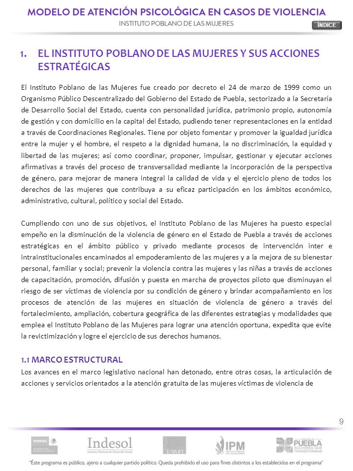 EL INSTITUTO POBLANO DE LAS MUJERES Y SUS ACCIONES ESTRATÉGICAS