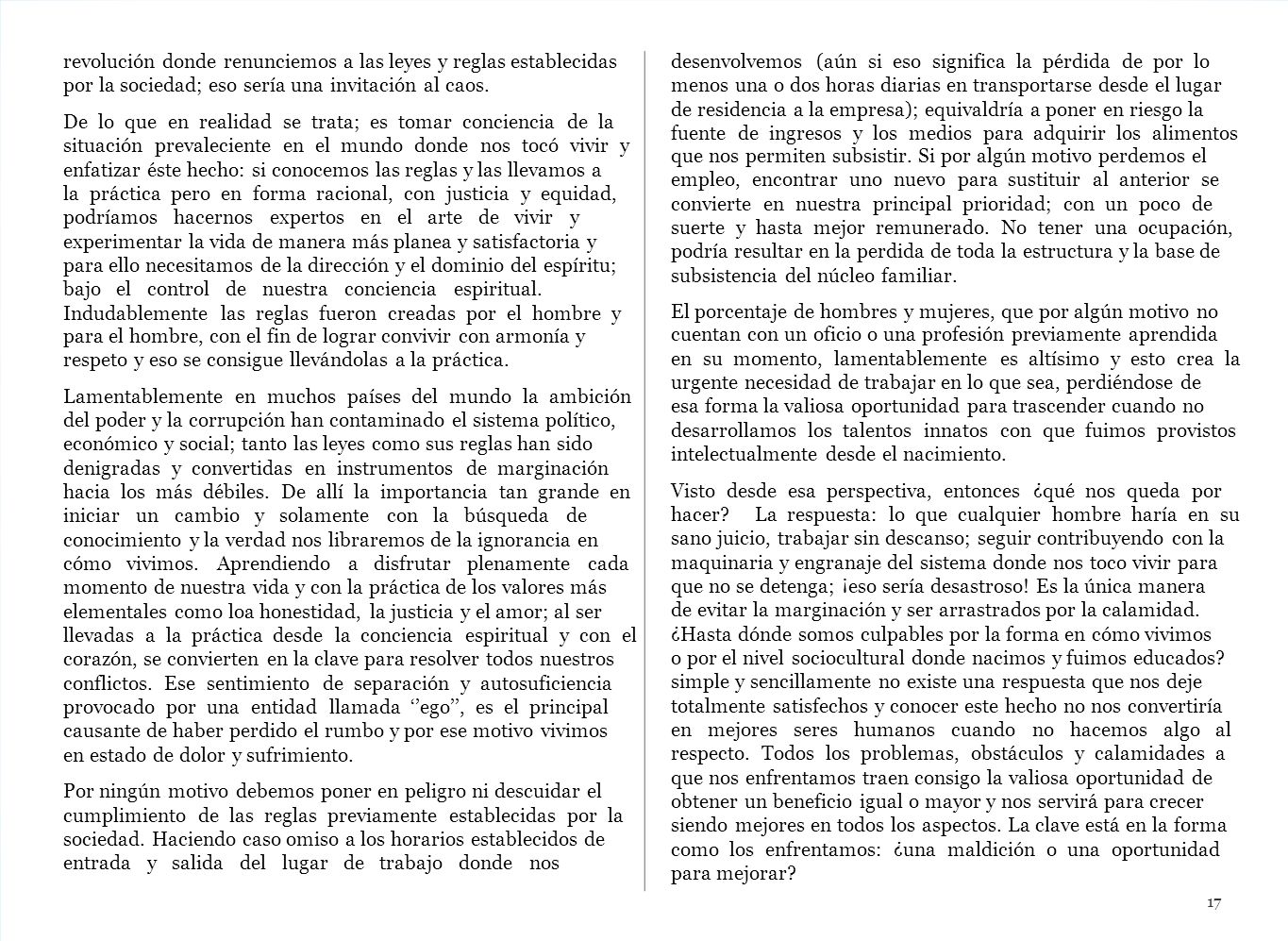 17 revolución donde renunciemos a las leyes y reglas establecidas