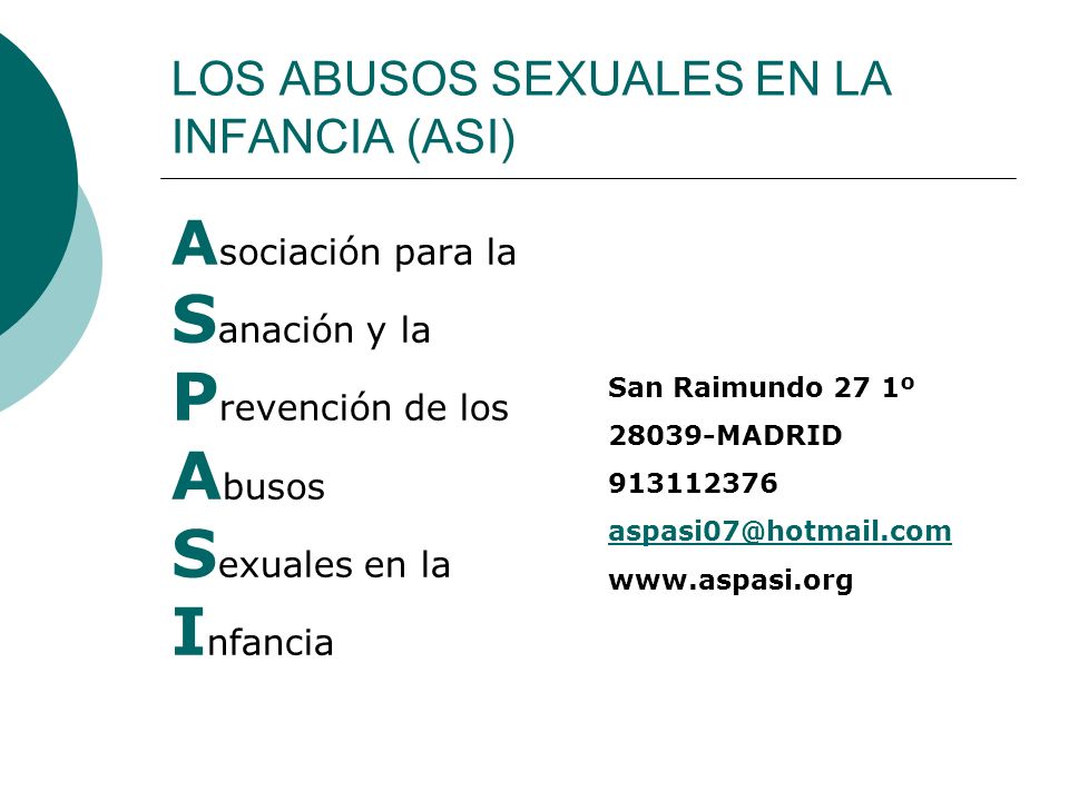LOS ABUSOS SEXUALES EN LA INFANCIA (ASI)
