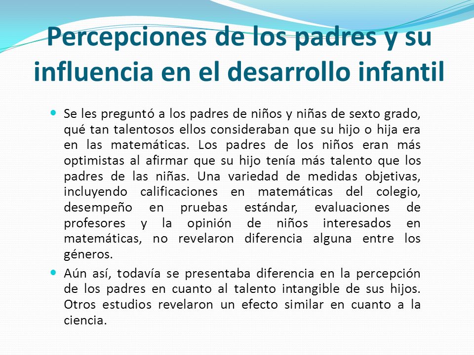 Percepciones de los padres y su influencia en el desarrollo infantil