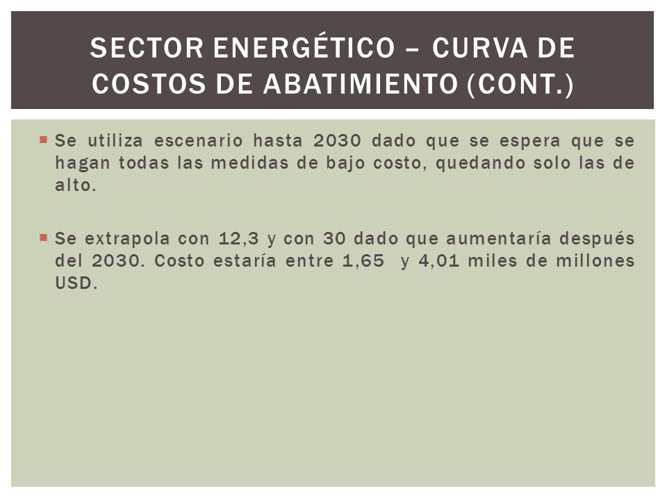 Sector energético – curva de costos de abatimiento (cont.)