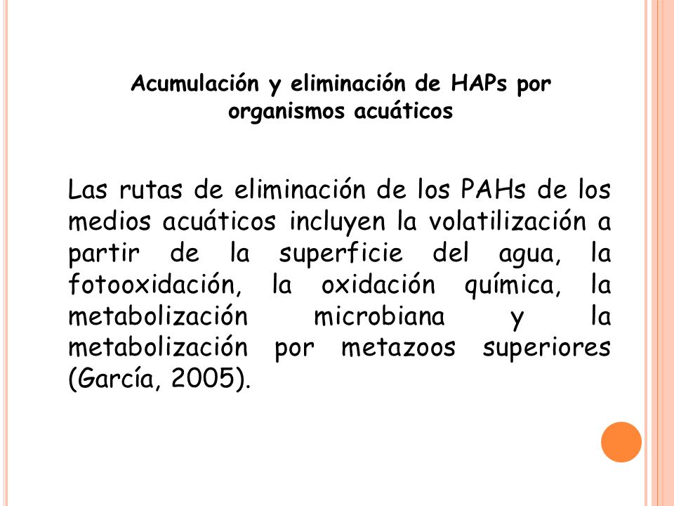 Acumulación y eliminación de HAPs por organismos acuáticos