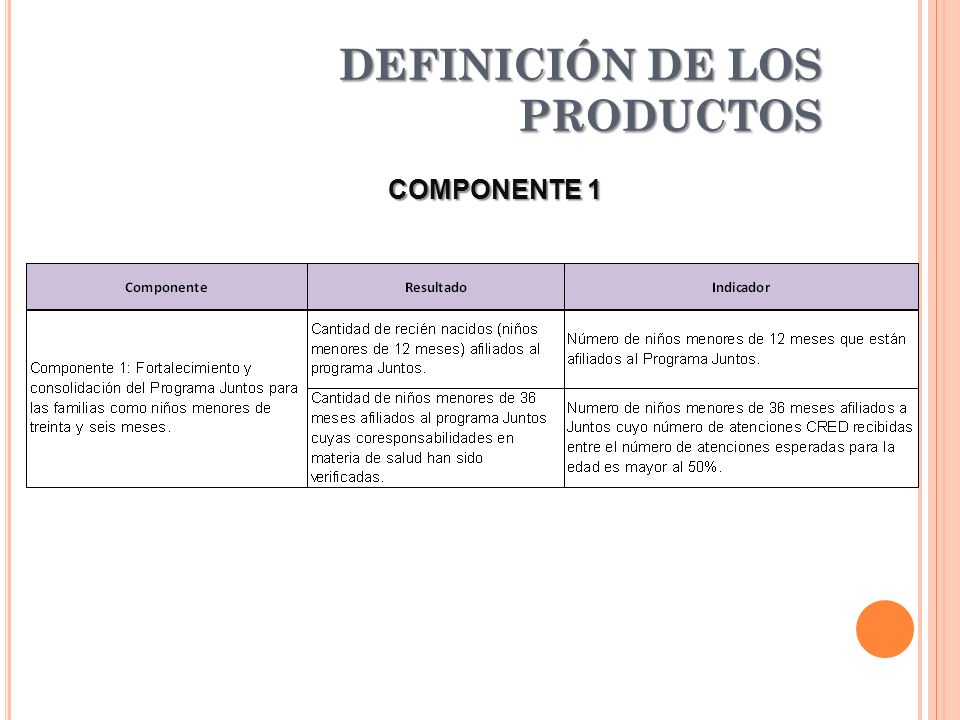 DEFINICIÓN DE LOS PRODUCTOS