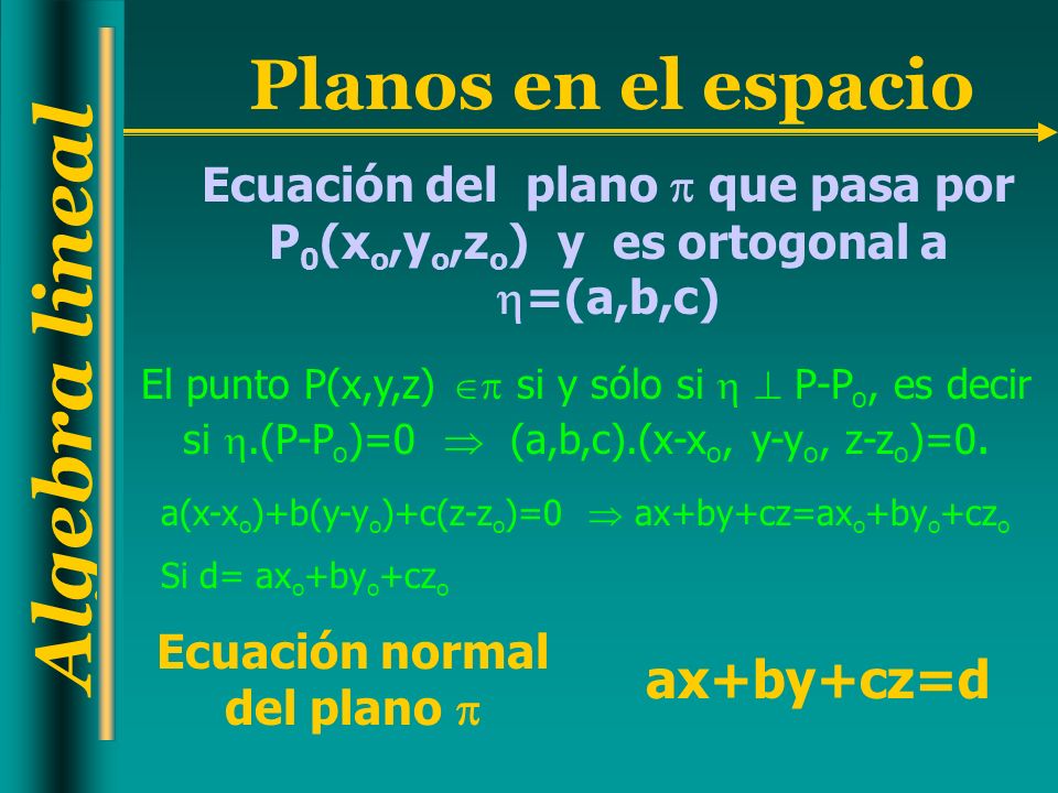 Ecuación normal del plano 